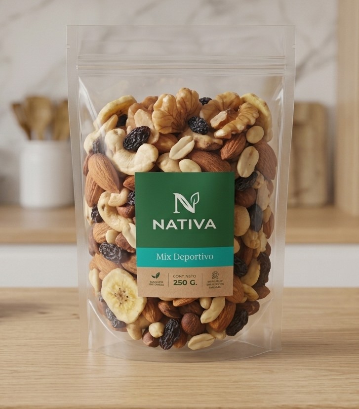 Mix Deportivo: Nuez, Almendra, Pasas, Cajú, Maní y Chips de Banana